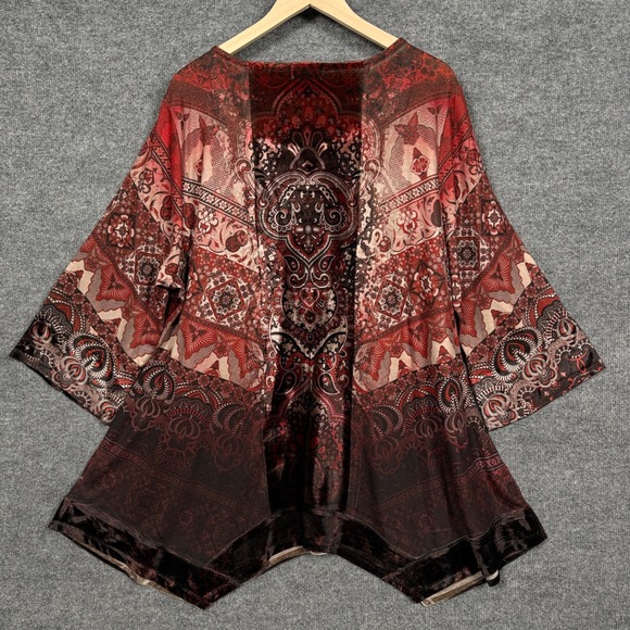 One World Plus Size 2X Studded Embroidered Tunic Top Brown Whimsigoth Dark Fairy - Picture 2 of 10